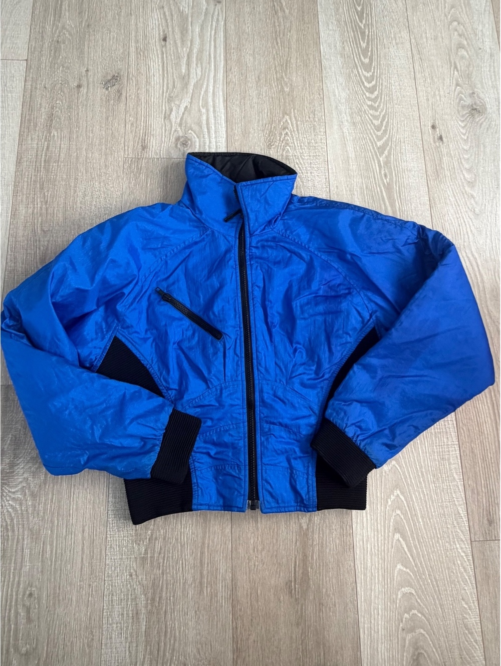 Ossi Blue Ladies Medium Ski Jacket with Black Ribbed Cuffs and Waistband